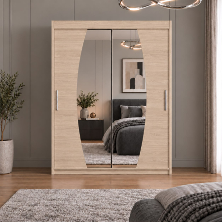 Dressing Cami, 120x60x200cm, cu oglinda, Sonoma, Pal 18 mm [3]