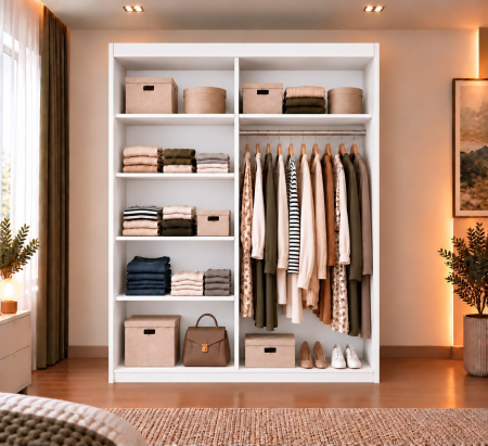 Dressing Cami, 120x60x200cm, cu oglinda, Alb, Pal 18 mm [5]