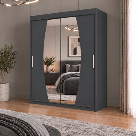 Dressing Cami, 120x60x200cm, cu oglinda, Antracit, Pal 18 mm [1]