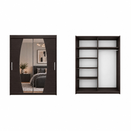 Dressing Cami, 120x60x200cm, cu oglinda, Wenge, Pal 18 mm [6]