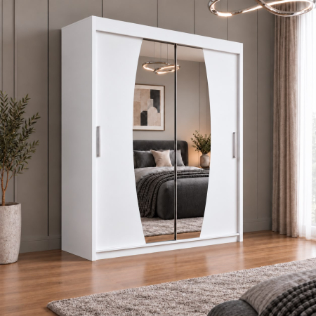 DRESSING 2 USI - Dressing Cami, 120x60x200cm, cu oglinda, Alb, Pal 18 mm