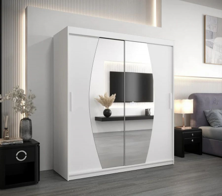 Dressing Cami, 140x60x200cm, cu oglinda, Alb, Pal 18 mm