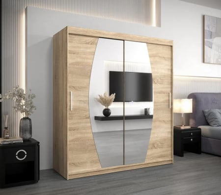 Dressing Cami, 140x60x200cm, cu oglinda, Sonoma, Pal 18 mm