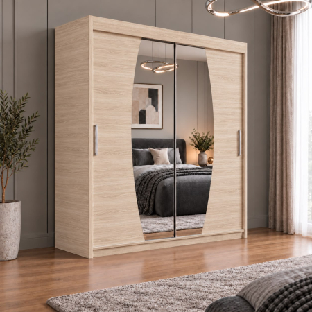 DRESSING 2 USI - Dressing Cami, 140x60x200cm, cu oglinda, Sonoma, Pal 18 mm