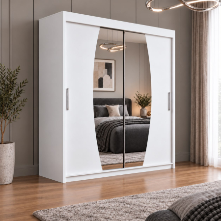 Dressing Cami, 160x60x200cm, cu oglinda, Alb, Pal 18 mm