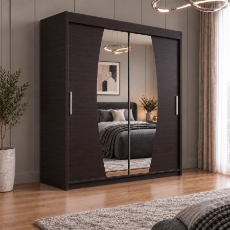 Dressing Cami, 160x60x200cm, cu oglinda, Wenge, Pal 18 mm