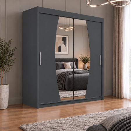 DRESSING 2 USI - Dressing Cami, 160x60x200cm, cu oglinda, Antracit, Pal 18 mm