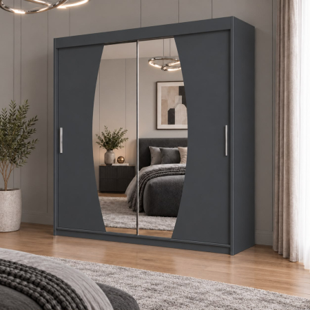 Dressing Cami, 180x60x200cm, cu oglinda, Antracit, Pal 18 mm [1]
