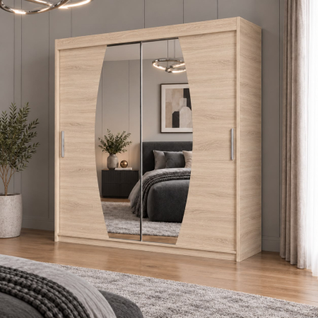 Dressing Cami, 180x60x200cm, cu oglinda, Sonoma, Pal 18 mm [1]
