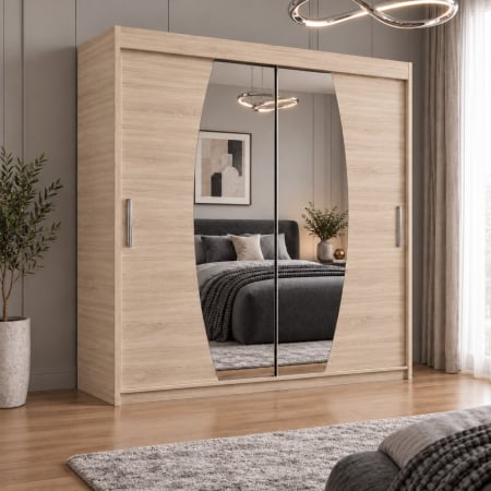 Dressing Cami, 180x60x200cm, cu oglinda, Sonoma, Pal 18 mm
