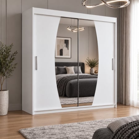 DRESSING 2 USI - Dressing Cami, 200x60x200cm, cu oglinda, Alb, Pal 18 mm