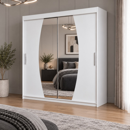 Dressing Cami, 200x60x200cm, cu oglinda, Alb, Pal 18 mm [1]