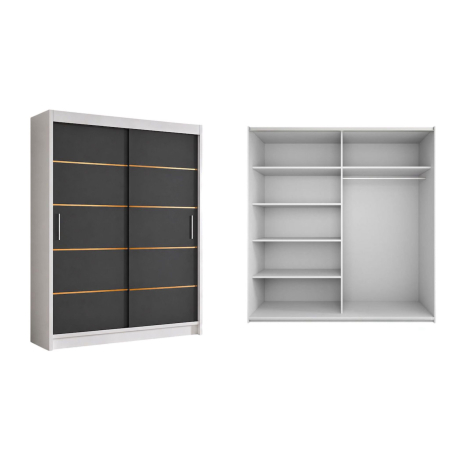 Dressing Mario, 120x60x200cm, Auriu, Alb/Antracit, Pal 18 mm [1]
