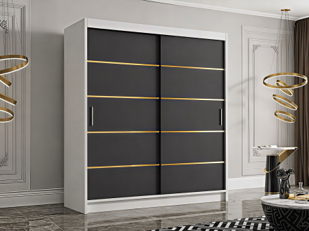 Dressing Mario, 180x60x200cm, Auriu, Alb/Antracit, Pal 18 mm