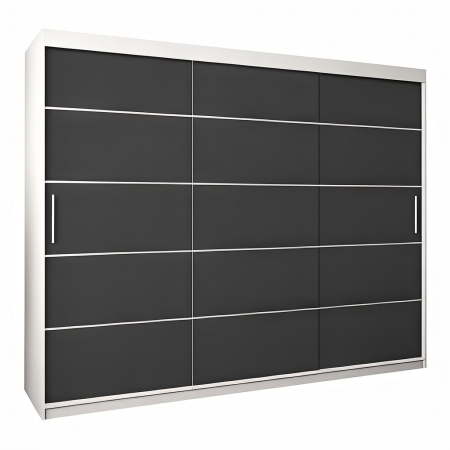 Dressing Mario, 250x60x200cm, Argintiu, Alb + Antracit,  Pal 18 mm [2]