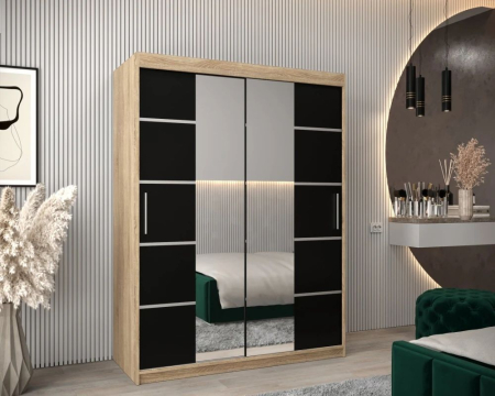 Dressing Marissa, 120x60x200cm, cu oglinda, Sonoma / Wenge, Pal 18 mm
