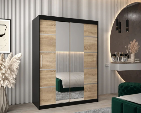 Dressing Marissa, 120x60x200cm, cu oglinda, Wenge / Sonoma, Pal 18 mm
