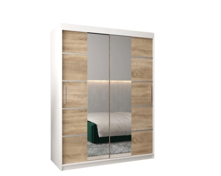 Dressing Marissa, 120x60x200cm, cu oglinda, Alb/Sonoma, Pal 18 mm [1]