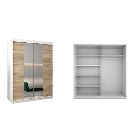 Dressing Marissa, 120x60x200cm, cu oglinda, Alb/Sonoma, Pal 18 mm [2]