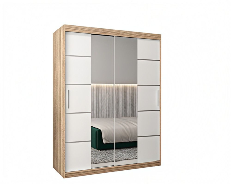 Dressing Marissa, 120x60x200cm, cu oglinda, Stejar Sonoma / Alb, Pal 18 mm [3]