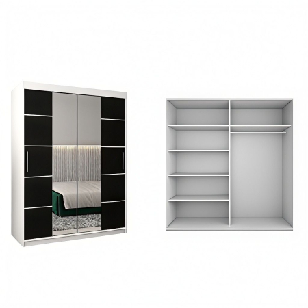 Dressing Marissa, 120x60x200cm, cu oglinda, Alb / Wenge, Pal 18 mm [3]