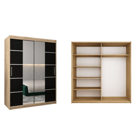Dressing Marissa, 120x60x200cm, cu oglinda, Sonoma / Wenge, Pal 18 mm [3]