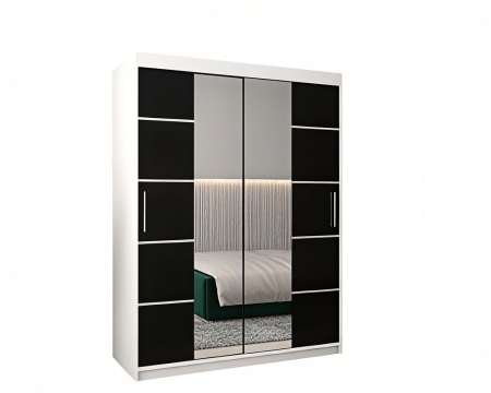 Dressing Marissa, 120x60x200cm, cu oglinda, Alb & Wenge, Pal 18 mm [2]