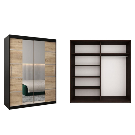 Dressing Marissa, 120x60x200cm, cu oglinda, Wenge & Sonoma, Pal 18 mm [2]