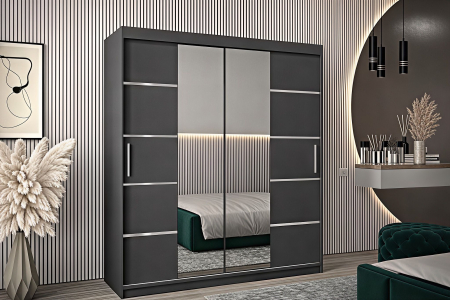 PATURI CU SOMIERA RABATABILA - Dressing Marissa, 140x60x200cm, cu oglinda, Antracit, Pal 18 mm