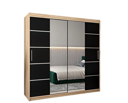 Dressing Marissa, 160x60x200cm, cu oglinda, Sonoma / Wenge, Pal 18 mm [2]