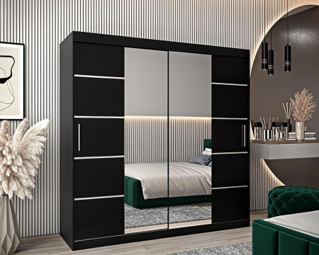 Dressing Marissa, 160x60x200cm, cu oglinda, Wenge, Pal 18 mm