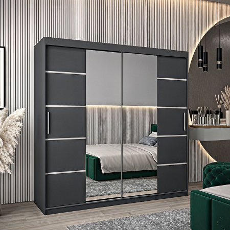 Dressing Marissa, 160x60x200cm, cu oglinda, Antracit, Pal 18 mm