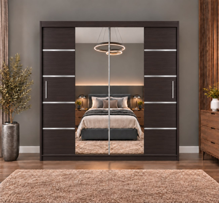 Dressing Marissa, 160x60x200cm, cu oglinda, Wenge, Pal 18 mm [2]