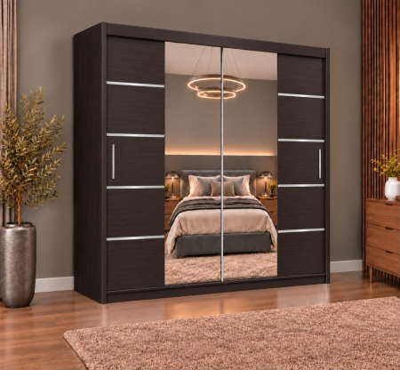 Dressing Marissa, 160x60x200cm, cu oglinda, Wenge, Pal 18 mm
