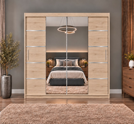 Dressing Marissa, 160x60x200cm, cu oglinda, Stejar Sonoma, Pal 18 mm [2]