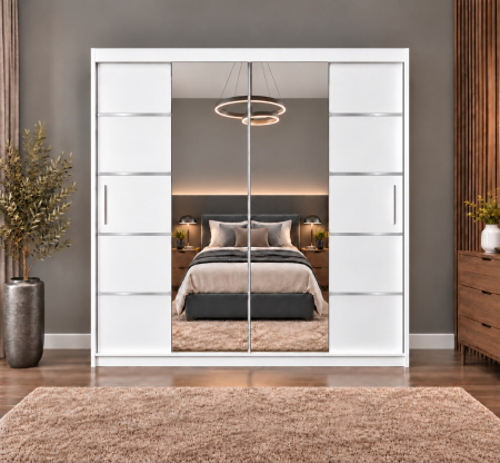 Dressing Marissa, 160x60x200cm, cu oglinda, Alb, Pal 18 mm [2]