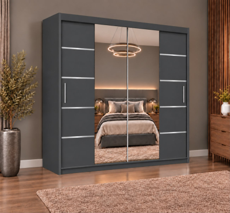 Dressing Marissa, 160x60x200cm, cu oglinda, Antracit, Pal 18 mm
