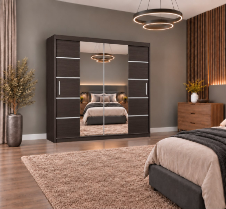 Dressing Marissa, 160x60x200cm, cu oglinda, Wenge, Pal 18 mm [4]