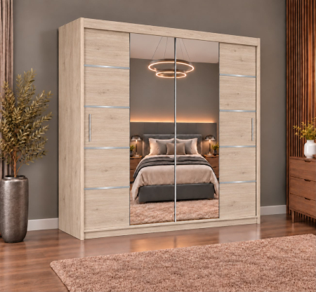 DRESSING 2 USI - Dressing Marissa, 160x60x200cm, cu oglinda, Stejar Sonoma, Pal 18 mm