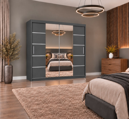 Dressing Marissa, 160x60x200cm, cu oglinda, Antracit, Pal 18 mm [4]