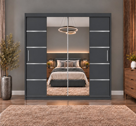 Dressing Marissa, 160x60x200cm, cu oglinda, Antracit, Pal 18 mm [2]