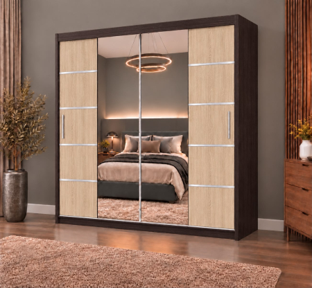 Dressing Marissa, 180x60x200cm, cu oglinda, Wenge-Sonoma, Pal 18 mm [1]