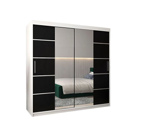 Dressing Marissa, 180x60x200cm, cu oglinda, Alb / Wenge, Pal 18 mm [3]