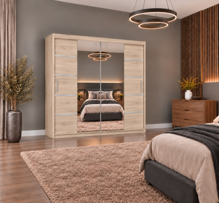 Dressing Marissa, 180x60x200cm, cu oglinda , Stejar Sonoma, Pal 18 mm [4]