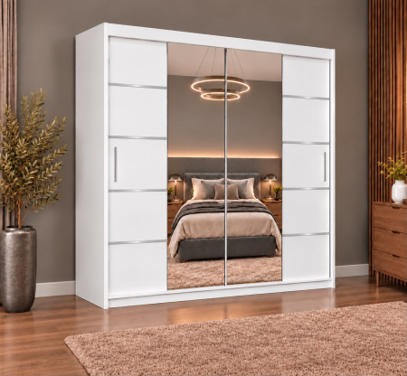 Dressing Marissa, 180x60x200cm, cu oglinda, Alb, Pal 18 mm