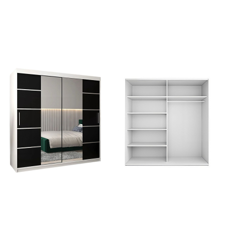 Dressing Marissa, 180x60x200cm, cu oglinda, Alb / Wenge, Pal 18 mm [1]