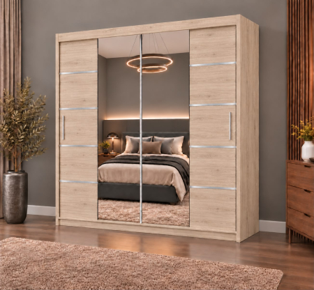 Dressing Marissa, 180x60x200cm, cu oglinda , Stejar Sonoma, Pal 18 mm [1]