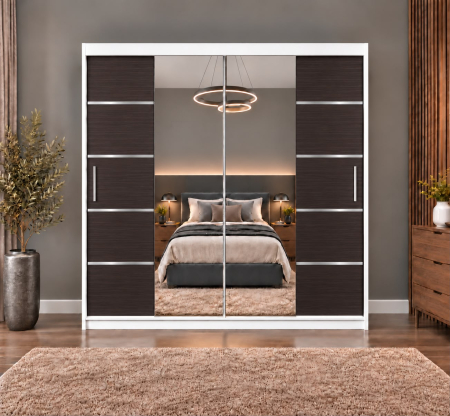Dressing Marissa, 180x60x200cm, cu oglinda, Alb / Wenge, Pal 18 mm [2]