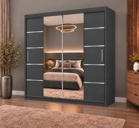 Dressing Marissa, 180x60x200cm, cu oglinda, Antracit, Pal 18 mm [1]