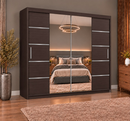 Dressing Marissa, 200x60x200cm, cu oglinda, Wenge, Pal 18 mm